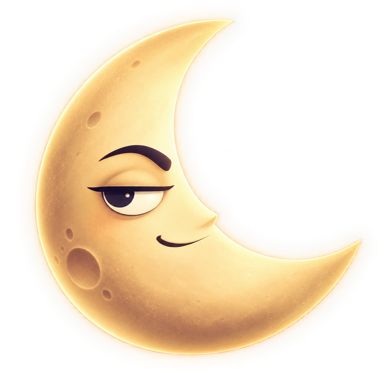 Mischievous golden crescent moon